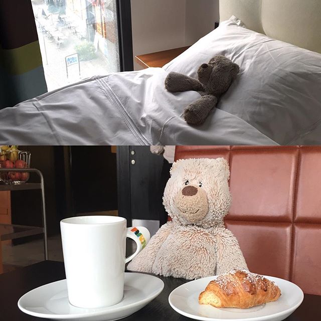 Ny dag, nya möjligheter. Vi fortsätter att följa vår upphittade björns vistelse hos oss. Efter en god natts sömn är det dags för frukost. Kaffe och en croissant fick det bli idag. Vi har dessvärre fortfarande inte lyckats hitta ägaren, men vi fortsätter leta. @avalonhotel @nordichotels @nordicchoice @design_hotels #avalon_gbg #designhotels #madebyoriginals #hotelavalon #avalon #avalonhotel #göteborg #gothenburg #neveraverage #attitudeiseverything #borttappad #saknad